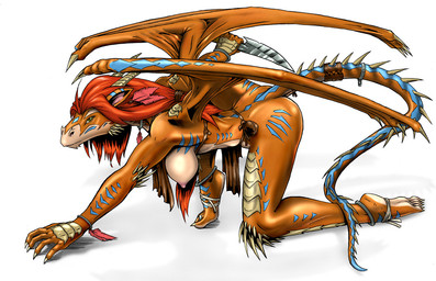 all_fours anthro areola armband breasts crouching dagger female green_eyes hanging_breasts horn knife looking_at_viewer loose_feather melee_weapon membrane_(anatomy) membranous_wings nipples non-mammal_breasts non-mammal_nipples side_boob simple_background solo spikes tail tribal weapon white_background wings sciphan mythology neesha dragon mythological_creature mythological_scalie scalie