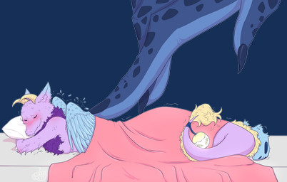 anthro backrub bed bedding blanket blue_body blue_ears blue_paws blush blush_lines breasts dewlap_(anatomy) duo extreme_size_difference female fluffy fluffy_ears fluffy_tail fur furniture horn larger_male macro male male/female micro multicolored_body multicolored_fur nude paws petting pink_body pink_fur purple_body purple_fur romantic romantic_couple side_boob simple_background size_difference smaller_female tail tail_motion tailwag transparent_background twitching two_tone_body yellow_eyes yellow_horn olangtea mythology drak_(digitalscales) petal_(dapperhedgehog) dragon eastern_dragon fairy_dragon furred_dragon furred_scalie lizard mythological_creature mythological_scalie reptile scalie winged_dragon absurd_res alpha_channel hi_res