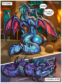 anthro blue_body breasts corruption female ftm_transformation gender_transformation infection nude sex tail tail_fetish tail_mouth tail_play tail_sex text transformation unusual_anatomy unusual_tail misty_morning vens mythology elnath dragon mythological_creature mythological_scalie scalie comic english_text hi_res