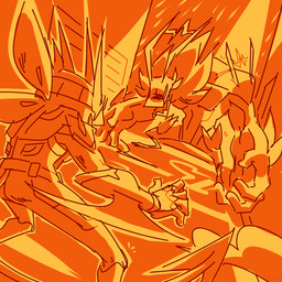 armor blade duo electricity electricity_manipulation elemental_manipulation eyewear fangs glasses looking_at_another male muscular muscular_male orange_background raining scarf simple_background spade_tail tail teeth ionicisaac manto_rider arthropod demon humanoid insect mantis 1:1 2019 digital_drawing_(artwork) digital_media_(artwork) hi_res