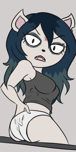 adjusting_clothing anthro bubble_butt butt clothed clothing female hand_in_panties hand_in_underwear looking_at_viewer looking_back looking_back_at_viewer panties pantsless rear_view shirt sitting solo tank_top topwear underwear wedgie white_clothing white_panties white_underwear sumin6301 cartoon_hangover the_summoning claire_(the_summoning) domestic_cat felid feline felis mammal hi_res