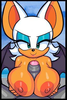 anthro breast_play breasts duo female first_person_view foreskin genitals humanoid_genitalia humanoid_penis lipstick looking_back makeup male male_pov nipples nude penis sex smile titfuck wings blackmore sega sonic_the_hedgehog_(series) rouge_the_bat bat mammal absurd_res hi_res