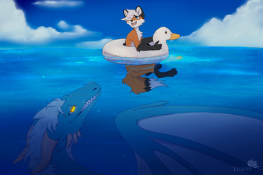 anthro black_body black_fur blue_body blue_scales duo female female_feral feral feral_on_feral feral_pred feral_prey fur hair horn imminent_vore male male/female male_feral orange_body orange_fur pool_float predator/prey scales sea size_difference swimming tongue underwater vore_implied water white_body white_fur white_hair irosan mythology sapphire_(itsxanderfox) xander_stock canid canine dragon fox mammal mythological_creature mythological_scalie red_fox scalie true_fox 3:2 hi_res