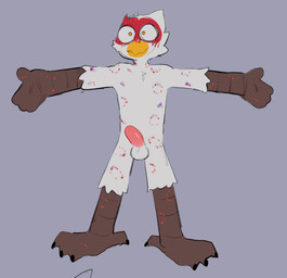 anthro balls beak bite_mark bite_marks_all_over blush bruised erection feathers genitals grey_background male penis pink_penis plantigrade red_blush simple_background solo spread_arms standing white_body white_feathers wide_eyed yellow_beak martindosent martin_(martindosent) accipitriform avian bird secretary_bird 2025 clip_studio_paint_(artwork) digital_drawing_(artwork) digital_media_(artwork) flat_colors full-length_portrait portrait
