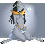 blue_body blue_eyes blue_skin blush breasts clothed clothing digitigrade featureless_breasts female glowing glowing_eyes hair long_hair mouthless not_furry solo translucent translucent_clothing here-kitty-kitty blizzard_entertainment starcraft iniya_(character) alien humanoid protoss digital_media_(artwork)