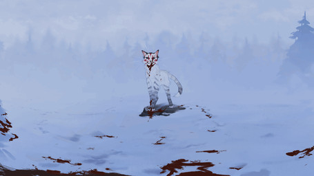 ambiguous_feral ambiguous_gender blood blood_on_ground blood_on_neck bodily_fluids cheek_tuft day facial_tuft feral fur grey_body grey_fur inner_ear_fluff markings mask neck_tuft obscured_face outside pink_inner_ear snow solo striped_legs striped_markings striped_tail stripes tail tail_markings tuft wearing_mask white_body white_fur white_inner_ear_fluff blackscour felid mammal 16:9 animated hi_res widescreen