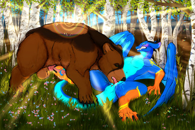 animal_genitalia animal_penis anthro anthro_on_feral anthro_penetrating anthro_penetrating_feral anus balls bestiality birch_tree blush bodily_fluids claws cum cum_drip cum_drool cum_in_mouth cum_inside cum_on_penis dripping drool_on_face drooling drooling_on_partner duo embarrased_horny embarrassed embarrassed_expression feet fellatio feral feral_penetrated foot_fetish foot_play footjob forest forest_background forest_sex genital_fluids genitals hindpaw leaking_precum licking male male/male male_penetrating nature nature_background oral oral_penetration paws penetration penile penis penis_lick plant precum precum_drip precum_on_balls precum_on_feet precum_on_foot saliva saliva_on_penis saliva_string sex toe_claws tongue tree wings yonnixart european_mythology mythology david_(gaybearboi) kosmoeh bear brown_bear dragon grizzly_bear mammal mythological_creature mythological_scalie scalie ursine western_dragon winged_dragon 3:2 absurd_res hi_res huge_filesize