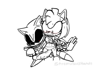blush classic_2011x clothing duo female footwear male male/female nervous ripping_clothing shoes smalldom smile timid torn_clothing stremuloushands sega sonic.exe_(creepypasta) sonic_the_hedgehog_(series) 2011_x amy_rose sonic.exe eulipotyphlan hedgehog mammal 3:2 hi_res