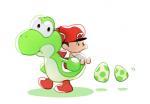 baby duo egg male simple_background walking white_background young den255 mario_bros nintendo yoshi's_island baby_mario mario green_yoshi human mammal yoshi low_res