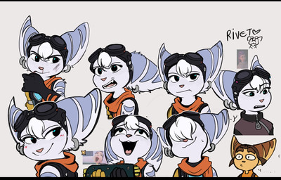 ahegao anthro blood bodily_fluids clothing cybernetic_arm cybernetic_limb duo ear_piercing ear_ring eyebrows eyewear eyewear_on_head facial_expressions female fur gloves goggles goggles_on_head hair hair_over_eyes handwear looking_pleasured male nosebleed open_mouth open_smile piercing ring_piercing scarf smile striped_body striped_fur stripes why yellow_body yellow_fur time_fluffy500 kpop_demon_hunters ratchet_and_clank sony_corporation sony_interactive_entertainment ratchet_(ratchet_and_clank) rivet_(ratchet_and_clank) lombax mammal 2025 hi_res