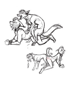 ankle_cuffs anthro anthro_on_feral anthro_penetrated ass_to_ass ball_gag bdsm bestiality bodily_fluids butt butt_tattoo cuff_(restraint) cum cum_in_uterus cum_in_vagina cum_inflation cum_inside doggystyle duo female feral feral_penetrating feral_penetrating_anthro footprint from_behind_position gag genital_fluids inflation internal knotting male male/female mating_grip orgasm pawprint pawprint_tattoo penetration restraints rounded_back sex tattoo uterus wrist_cuffs quadropes bobcat canid canine canis coyote felid feline lynx mammal absurd_res digital_drawing_(artwork) digital_media_(artwork) hi_res sketch