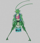 4_arms anthro breasts butt clothed clothing female legwear multi_arm multi_limb non-mammal_breasts solo thick_thighs wide_hips toxicempress3 punk_rock arthropod cricket grasshopper insect locust orthopterid 2016