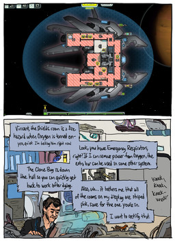 ambiguous_gender bodily_fluids brown_hair clothing detailed_background dialogue door glowing hair humor inside knocking knocking_on_door light_body light_skin machine male solo space spacecraft sweat sweatdrop text vehicle worried dirtytabs ftl:_faster_than_light alien human lanius mammal comic english_text hi_res