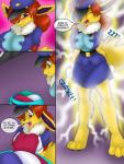 aakashi blush breasts comic eeveelution female generation_1_pokemon jolteon nintendo pokemon pokemon_(species) transformation