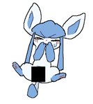 ambiguous_gender blush bodily_fluids eyes_closed feral front_view solo sweat podo nintendo pokemon eeveelution generation_4_pokemon glaceon pokemon_(species) censored