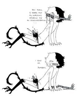 amputated_leg amputation amputee black_blood black_tail blood bodily_fluids colored_blood disability fur leg_markings male male_humanoid markings metal missing_leg missing_limb object_in_mouth prosthetic prosthetic_leg prosthetic_limb ribs sharp_teeth simple_background sitting socks_(marking) solo split_color_head tail teeth text unusual_blood unusual_bodily_fluids white_background white_body white_fur jejejunum ember_(jejejunum) humanoid tailed_humanoid 2026 aliasing comic digital_drawing_(artwork) digital_media_(artwork) english_description english_text full-length_portrait hi_res monochrome portrait