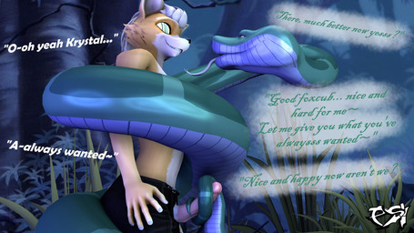 ambiguous_gender anthro bestiality clothed clothing dialogue duo feral forest forked_tongue fur genitals green_body hair humanoid_genitalia humanoid_penis hypnosis jungle male mind_control multicolored_body multicolored_fur oblivious penis plant ringed_eyes sex smile submissive submissive_male tail tail_around_penis tail_fetish tail_play tail_sex tailjob tan_hair text tongue tongue_out topless topless_male tree two_tone_body two_tone_fur white_body white_fur yellow_body yellow_fur psikokinetic warfaremachine_(modeler) nintendo star_fox the_jungle_book fox_mccloud kaa_(jungle_book) canid canine fox mammal python reptile scalie snake 16:9 2023 3d_(artwork) digital_media_(artwork) english_text hi_res source_filmmaker_(artwork) widescreen male_(lore)