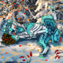animal_genitalia animal_penis anus balls blue_balls blue_body blue_eyes blue_fur blue_hair blue_pawpads blue_penis candy_cane_in_mouth canine_genitalia canine_penis cheek_tuft chest_tuft christmas_tree erection facial_tuft feral fur genitals hair holidays knot knotted_penis looking_at_viewer lying male multicolored_hair neck_tuft on_side outside pawpads penis plant presenting presenting_anus presenting_penis short_hair shrub snow solo tree tuft two_tone_hair white_body white_fur white_hair white_penis msdeadsoul christmas canid canine mammal 1:1 hi_res