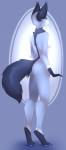 anthro biped blue_nose breasts butt female nude side_boob solo standing here-kitty-kitty canid canine mammal 2014 digital_media_(artwork) hi_res shaded