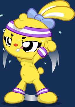 ankleband anthro bodily_fluids ear_bow exercise female flat_chested fur genitals jumping_jacks motion_lines nipples nude solo sweat sweatband tongue tongue_out underarm vulva wristband yellow_body yellow_fur young young_anthro young_female polygon5 playkids mimi_(playkids) lagomorph leporid mammal rabbit alpha_channel