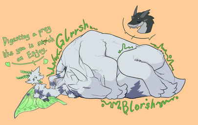 abdomen_vore anthro biped burping digestion duo feral heart_symbol quadruped size_difference smaller_anthro smaller_pred text tongue tongue_out unusual_vore vore wings accadurosoce mythology muth_(accadurosoce) selicia_(chomanderjake) arthropod dragon insect lepidopteran moth mythological_creature mythological_scalie scalie 2025 english_text hi_res