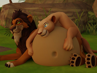 after_vore belly belly_rub big_belly bloated blue_eyes brown_body brown_fur eye_scar facial_scar female feral feral_pred feral_prey fur green_eyes male male/female male_pred mane navel scar smug tan_body tan_fur vore whiskers yellow_sclera mangle28796488 disney the_lion_king nala_(the_lion_king) scar_(the_lion_king) felid lion mammal pantherine 2023 3d_(artwork) 4:3 digital_media_(artwork) hi_res