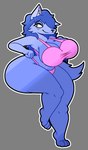 anthro big_breasts big_butt bra breasts butt clothing female huge_breasts huge_butt huge_hips huge_thighs panties solo thick_thighs under_clothes underwear wide_hips volfenf eli_(dumbwolfperson) canid canine canis mammal wolf colored digital_drawing_(artwork) digital_media_(artwork) full-length_portrait hi_res portrait shaded simple_shading