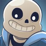 bone gradient_background not_furry simple_background skeleton solo cubewatermelon undertale undertale_(series) sans_(undertale) animated_skeleton humanoid undead 1:1 bust_portrait icon low_res portrait