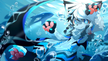 4_fingers :3 anthro bandage bandaged_arm biped black_markings blood blue_eyes blue_markings blush blush_lines bodily_fluids bubble chest_tuft feet female fingers fish_tail fur fur_markings grey_body grey_fur hair hindpaw kemono light light_beam looking_at_viewer markings multicolored_body multicolored_fur neck_tuft outside pawpads paws ponytail solo sunbeam sunlight swimming tail tuft underwater underwater_scenery underwater_view water white_body white_fur white_hair wounded hlg7777 aquatic cetacean fish furred_fish mammal shark whale 2024 cel_shading chinese_description digital_drawing_(artwork) digital_media_(artwork) shaded translated_description wallpaper