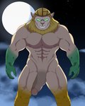 abs anthro balls biceps genitals green_body male moon muscular muscular_anthro muscular_male night nipples pecs penis scales solo vein veiny_penis anasterpig adventure_time cartoon_network vampire_king felid hybrid lion mammal pantherine vampire hi_res