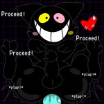 anal anal_penetration bestiality black_body blush blush_lines blush_stickers bodily_fluids feral genitals heterochromia human_on_feral interspecies male male/male penetration penis pink_eyes plap smile soul sweat sweatdrop teeth yellow_eyes skeletonhearts deltarune undertale_(series) friend_(deltarune) domestic_cat felid feline felis human mammal hi_res