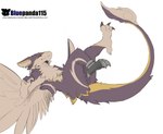 4_ears 4_toes claws digitigrade feathers feet floating fluffy_chest happy multi_ear robotic_leg tail text toes winged_arms wings bluepanda115 coil_(overgrown_lizards) avali avian absurd_res hi_res url