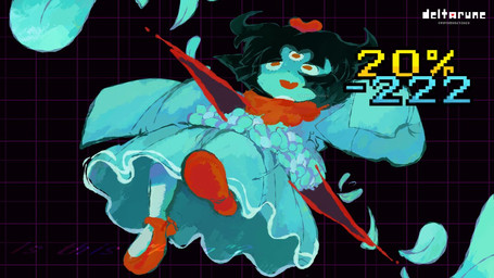 3_eyes abstract_background accessory biped black_hair blue_body blue_skin clothed clothing cute_fangs damage_numbers dialogue dress fangs female flower gameplay_mechanics hair hair_accessory hair_ribbon long_sleeves multi_eye not_furry oblivious open_mouth open_smile petals plant red_eyes ribbons short_hair slashing smile solo teeth text torn_clothing wounded young pathosketches deltarune undertale_(series) aqua_(deltarune) elemental_creature flora_fauna flower_creature humanoid seven_flowers 2026 artist_name digital_drawing_(artwork) digital_media_(artwork) english_text watermark