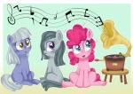 blue_eyes female gramophone grey_hair group hair musical_note musical_symbol pink_hair purple_eyes symbol yellow_eyes young lbrwihtdiamonds friendship_is_magic hasbro my_little_pony limestone_pie_(mlp) marble_pie_(mlp) pinkie_pie_(mlp) earth_pony equid equine horse mammal pony 2013 hi_res sibling_(lore)