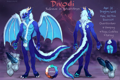animal_genitalia anthro antlers balls black_eyes black_sclera blue_body blue_fur body_hair fur genitals happy_trail horn knot knotted_penis long_tail male paws penis red_eyes sheath solo tail rosemary02 mythology canid canine canis dragon hybrid mammal mythological_creature mythological_scalie scalie wolf 3:2 hi_res model_sheet