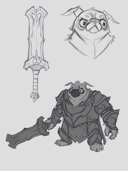 3_fingers 3_toes anthro armor barefoot black_eyebrows black_eyes black_nose breastplate claws closed_frown clothed clothed_anthro clothed_male clothing eyebrows feet finger_claws fingers floppy_ears frown fully_clothed fully_clothed_anthro fully_clothed_male fur furrowed_eyebrows gauntlets gloves greaves grey_background grey_eyes handwear holding_melee_weapon holding_object holding_sword holding_weapon male male_anthro melee_weapon mouth_closed multicolored_body multicolored_fur no_pupils paladin pauldron simple_background solo standing sword three-quarter_view toe_claws toes two_tone_body two_tone_fur weapon white_claws spaniel_reyes sir_pugsley canid canine canis domestic_dog mammal molosser pug small_molosser toy_dog 2021 3:4 digital_drawing_(artwork) digital_media_(artwork) english_description greyscale hi_res monochrome sketch_page