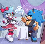 anthro big_breasts breasts camel_toe crossgender duo female heart_symbol huge_breasts lips lipstick makeup nipple_outline text thick_lips missphase sega sonic_the_hedgehog_(series) fan_character sonic_the_hedgehog english_text hi_res