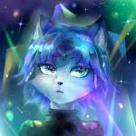 accessory anthro black_nose blue_body blue_fur blue_hair clothing female fur green_eyes hair hair_accessory jewelry short_hair solo white_body white_fur s_mino930 nintendo star_fox krystal_(star_fox) canid canine fox mammal 1:1