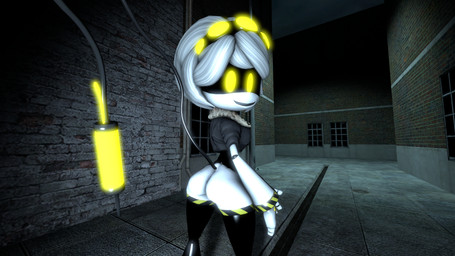 alley bottomless clothed clothing coat female legwear looking_at_viewer machine solo thigh_highs topwear furrypornenjoyer glitch_productions murder_drones v_(murder_drones) disassembly_drone humanoid robot robot_humanoid 16:9 3d_(artwork) digital_media_(artwork) hi_res source_filmmaker_(artwork) widescreen
