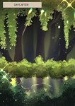 absurd_res blurred_background comic english_text forest grass hi_res lake leaf loreking outside plant shrub sparkles text tree zero_pictured