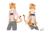 anthro bottomwear clothing hoodie male one-piece_swimsuit pants solo swimwear topwear translucent translucent_clothing translucent_swimwear panzery25 gris_swimsuit meme_clothing aiden_(panzery25) felid mammal pantherine tiger absurd_res hi_res meme