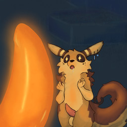 anthro furgonomic_piercing furgonomics male piercing semi-anthro solo tail tail_piercing tenik_tea rain_world videocult reeso_(doeboi) slugcat 1:1