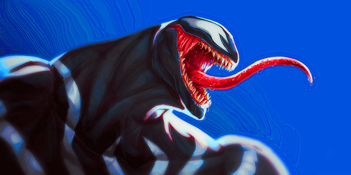 black_body emblem empty_eyes long_tongue male not_furry open_mouth sharp_teeth solo teeth tongue tongue_out su-an_(artist) marvel marvel_rivals venom_(marvel) alien alien_humanoid humanoid symbiote hi_res