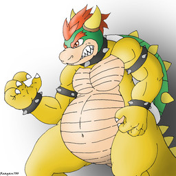 anthro armband belly big_belly bracelet claws clenched_teeth collar hair horn jewelry male mostly_nude navel nude overweight overweight_anthro overweight_male pecs sharp_teeth shell slightly_chubby slightly_chubby_anthro slightly_chubby_male solo spiked_armband spiked_bracelet spiked_collar spiked_shell spiked_tail spikes spikes_(anatomy) standing tail teeth wide_crotch reagan700 mario_bros mythology nintendo bowser dragon koopa mythological_creature mythological_scalie scalie 1:1 2010 signature