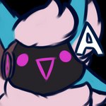 a ambiguous_gender emote feral fluffy fur fur_markings gem machine markings open_mouth outline pink_body pink_fur simple_background simple_eyes smile solo text transparent_background tuft visor snoiifoxxo mammal protogen 1:1 alpha_channel reaction_image