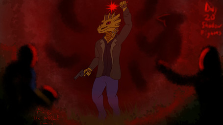anthro axe gun handgun machine male ranged_weapon revolver shadow shadowy_figure solo weapon lyrical_impressions_(artist) alan_wake microsoft mythology xbox_game_studios classical_brass(classical_brass) dragon mythological_creature mythological_scalie robot robot_anthro scalie 16:9 4k absurd_res hi_res widescreen