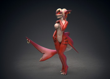 anthro breasts claws ear_piercing female fin furgonomic_piercing furgonomics genitals hair nude open_mouth open_smile piercing sharp_teeth smile solo standing tail tail_piercing teeth vulva wide_hips feodaron_sd inereigan aquatic fish shark 3d_(artwork) digital_media_(artwork)