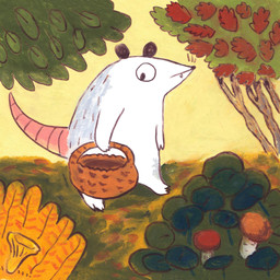 ambiguous_gender anthro basket black_nose container detailed_background fangs fur grass grey_body grey_fur holding_basket holding_container holding_object outside pink_body pink_skin pink_tail plant semi-anthro snout solo tail teeth tree walking whiskers white_body white_fur osier_forest american_opossum mammal marsupial virginia_opossum 1:1 2023 hi_res