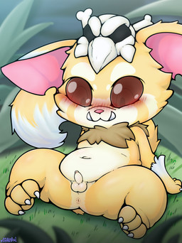 3_toes anthro anus balls big_ears biped blush blush_lines bone butt butt_from_the_front cheek_tuft claws dipstick_ears dipstick_tail ear_markings erection facial_markings facial_tuft feet finger_claws fingers foreskin fur genitals glistening glistening_balls glistening_eyes glistening_genitalia grass head_markings long_foreskin looking_down male male_anthro markings micropenis multicolored_body multicolored_ears multicolored_fur navel neck_tuft nude nude_anthro nude_male orange_body orange_fur orange_tail penis pink_inner_ear pink_nose plant sitting sitting_on_ground skull skull_accessory slightly_chubby slightly_chubby_anthro slightly_chubby_male small_balls small_penis solo spread_legs spreading tail tail_markings teeth text toe_claws toes tuft two_tone_body two_tone_fur unretracted_foreskin white_balls white_body white_ear_tips white_fur white_penis white_tail_tip young young_anthro young_male yamausagi0619 league_of_legends riot_games tencent gnar_(lol) mammal yordle 2025 absurd_res artist_name digital_media_(artwork) hi_res
