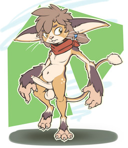 anthro balls feet genitals hair humanoid_genitalia humanoid_penis long_ears male mostly_nude penis ponytail scarf scarf_only solo tail tail_tuft toes tuft whiskers yellow_eyes emenius league_of_legends riot_games tencent domestic_cat felid feline felis hybrid mammal rodent yordle absurd_res hi_res